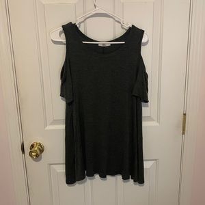 Dark Gray Cold-Shoulder Top